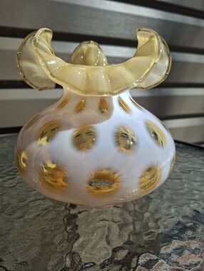 Vintage Fenton Ruffled Honeysuckle Coin Dot Lamp Shade Globe For Replacement